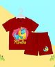 The Peppy Tend 100% Cotton Knit Half Sleeves 9 Months Text Printed Tee & Shorts Set - Red