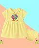 The Peppy Tend 100% Cotton Knit Half Sleeves 1 Month Text Printed Dress With Bloomer Set - Yellow