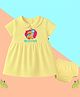 The Peppy Tend 100% Cotton Knit Half Sleeves 2 Months Text Printed Dress With Bloomer Set - Yellow