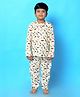 BREATHABLES Cotton Woven Full Sleeves Dinosaurs Printed Coordinating Kurta & Pyjama Night Suit  - Cream