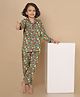 BREATHABLES Cotton Woven Full Sleeves Fruits Printed Coordinating Shirt & Pajama Night Suit - Green