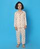 BREATHABLES Cotton Woven Full Sleeves Bicycles Printed Coordinating Shirt & Pajama Night Suit - Cream