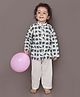 BREATHABLES Cotton Woven Full Sleeves Elephant Printed Kurta & Pajama Night Suit - White