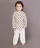 BREATHABLES Cotton Woven Full Sleeves Turban Printed Kurta & Pyjama Night Suit - White