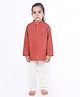 BREATHABLES Cotton Woven Full Sleeves Dots Printed Kurta & Pyjama Night Suit - Red