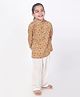 BREATHABLES Cotton Woven Full Sleeves Camels Printed Kurta & Pyjama Night Suit - Yellow