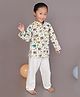 BREATHABLES Cotton Woven Full Sleeves Elephants Printed Kurta & Pyjama Night Suit - White