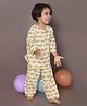 BREATHABLES Cotton Woven Full Sleeves Turtle Printed Coordinating Kurta & Pyjama Night Suit  - White