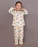 BREATHABLES Cotton Woven Full Sleeves Turtle Printed Coordinating Kurta & Pyjama Night Suit - White