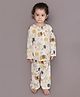 BREATHABLES Cotton Woven Full Sleeves Lion Printed Coordinating Kurta & Pyjama Night Suit - White