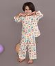 BREATHABLES Cotton Woven Full Sleeves Owl Printed Coordinating Kurta & Pyjama Night Suit - White