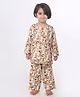BREATHABLES Cotton Woven Full Sleeves Jungle Theme Printed Coordinating Kurta & Pyjama Night Suit - Yellow