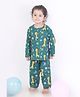 BREATHABLES Cotton Woven Full Sleeves Space Theme & Animals Printed Coordinating Kurta & Pyjama Night Suit - Green