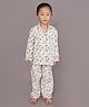 BREATHABLES Cotton Woven Full Sleeves Mushroom Printed Coordinating Shirt & Pyjama Night Suit  - White