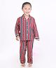 BREATHABLES Cotton Woven Full Sleeves Striped Coordinating Shirt & Pyjama Night Suit  - Red