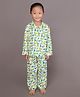 BREATHABLES Cotton Woven Full Sleeves Avocado Printed Coordinating Shirt & Pyjama Night Suit - White