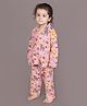 BREATHABLES Cotton Woven Full Sleeves Animals Printed Coordinating Shirt & Pajama Naight Suit - Red
