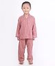 BREATHABLES Cotton Woven Full Sleeves Stripes Coordinating Shirt & Pajama Night Suit - Red