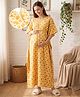 Bella Mama Cotton Woven Half Sleeves Floral Printed Maternity Nursing Kaftan - Beige