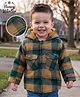 Babyhug Cotton Woven Checked Hoodie With Full Sleeves  - Green