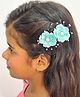 Lime By Manika Floral Applique Detailed Pearl Embellished Hair Snap Clips - Aqua Blue