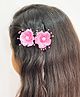 Lime By Manika Floral Applique Detailed Pearl Embellished Hair Snap Clips - Pink