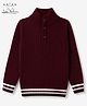 Arias by Lara Dutta Knit Sweater Full Sleeves With Cable Knit Design - Maroon