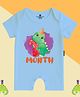 The Peppy Tend 100% Cotton Knit Half Sleeves 1 Month Text Printed Romper - Blue