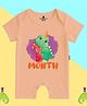 The Peppy Tend 100% Cotton Knit Half Sleeves 1 Month Text Printed Romper - Peach