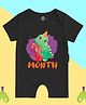 The Peppy Tend 100% Cotton Knit Half Sleeves 1 Month Text Printed Romper - Black