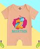The Peppy Tend 100% Cotton Knit Half Sleeves 2 Months Text Printed Romper - Peach