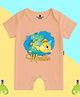 The Peppy Tend 100% Cotton Knit Half Sleeves 3 Months Text Printed Romper - Peach