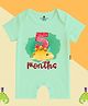 The Peppy Tend 100% Cotton Knit Half Sleeves 5 Months Text Printed Romper - Sea Green