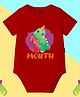 The Peppy Tend 100% Cotton Knit Half Sleeves 1 Month Text Printed Onesie - Red