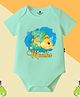 The Peppy Tend 100% Cotton Knit Half Sleeves 3 Months Text Printed Onesie - Sea Green