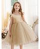 The Kids Club Cotton Blend Knit Frill Sleeves Pearls Embellished Bow Applique Detailed Dress - Cream