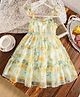 The Kids Club Cotton Blend Woven Sleeveless Floral Printed Tiered Dress - Yellow