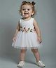 The Kids Club Cotton Blend Knit Sleeveless Floral Embroidered Dress - White