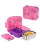 ATTRO Admire Deluxe 3 Compartments Stainless Steel Lunch Box Labubu Print 800 ml - Dark Pink