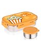 ATTRO Easy Bite Steel Lunch Box 650 & 150 ml Airtight Leakproof 4 Lock Lid Popcorn Crunch - Orange