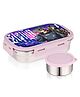 ATTRO Easy Bite Stainless Steel Lunch Box 650 & 150 ml Airtight Leak Proof 4 Lock Lid VR Gaming - Peach