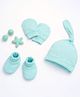 Cocoon Care Bamboo Knit Solid Cap Mittens & Booties  - Blue