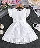 The Kids Club Cotton Blend Woven Frill Sleeves Knot  Detailed Overlap Dress - White