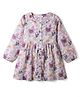 melon Cotton Woven Full Sleeves Frock With Floral Print - Off White