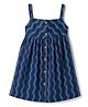 Melon Cotton Woven One Piece Dress with Sleeveless Styling and Zig- Zag Print in Navy Blue