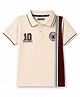 Pine Kids Cotton Knit Half Sleeves Polo T-Shirt With 10 Winner Print & Patch - Beige
