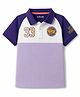 Pine Kids Cotton Knit Half Sleeves Polo T-Shirt With 33 Embroidery &Patch - Lilac