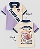 Pine Kids Cotton Knit Half Sleeves Polo T-Shirt With Champion Print - Lilac