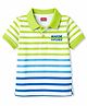 Babyhug Cotton Knit Half Sleeves Striped Polo Neck T Shirt - Light Green