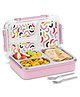 Jaypee Exteel PU Insulated Inner Stainless Steel 3 Compartment Printed Lunch Box for School Kids, 600ml Pink